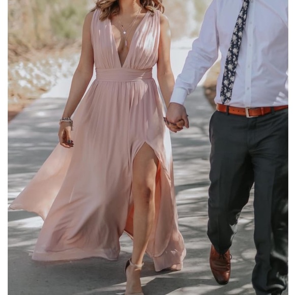 heavenly hues blush maxi dress